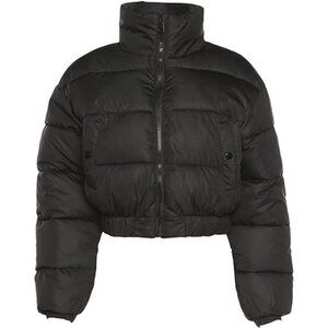 Women's Cropped Quilted Puffer Jacket Outerwear Coat